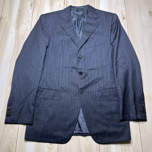 Ermenegildo Zegna Mens Gray Striped Traveller Twill Sport Coat Blazer Size 50R - Picture 1 of 14